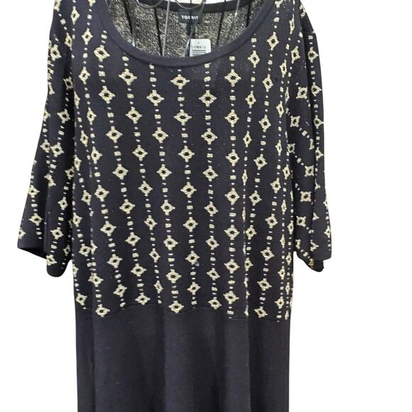 Torrid Black & Gold Intarsia Sweater Skater Dress Plus Size 6X - Picture 4 of 8